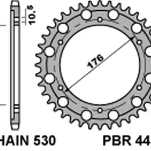 Časově Omezené PBR řetězové kolo zadní 4434 44 C45 HONDA CB 1000R (08-16) (JTR1340.44) (řetěz 530) (MADE IN ITALY)